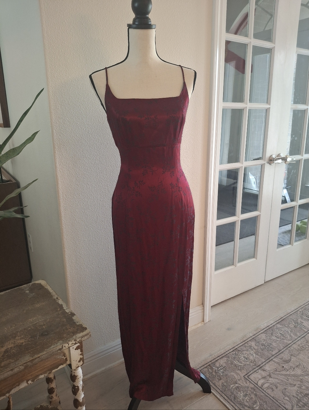 Jacquard Donna Ricco Burgundy Dress 90's